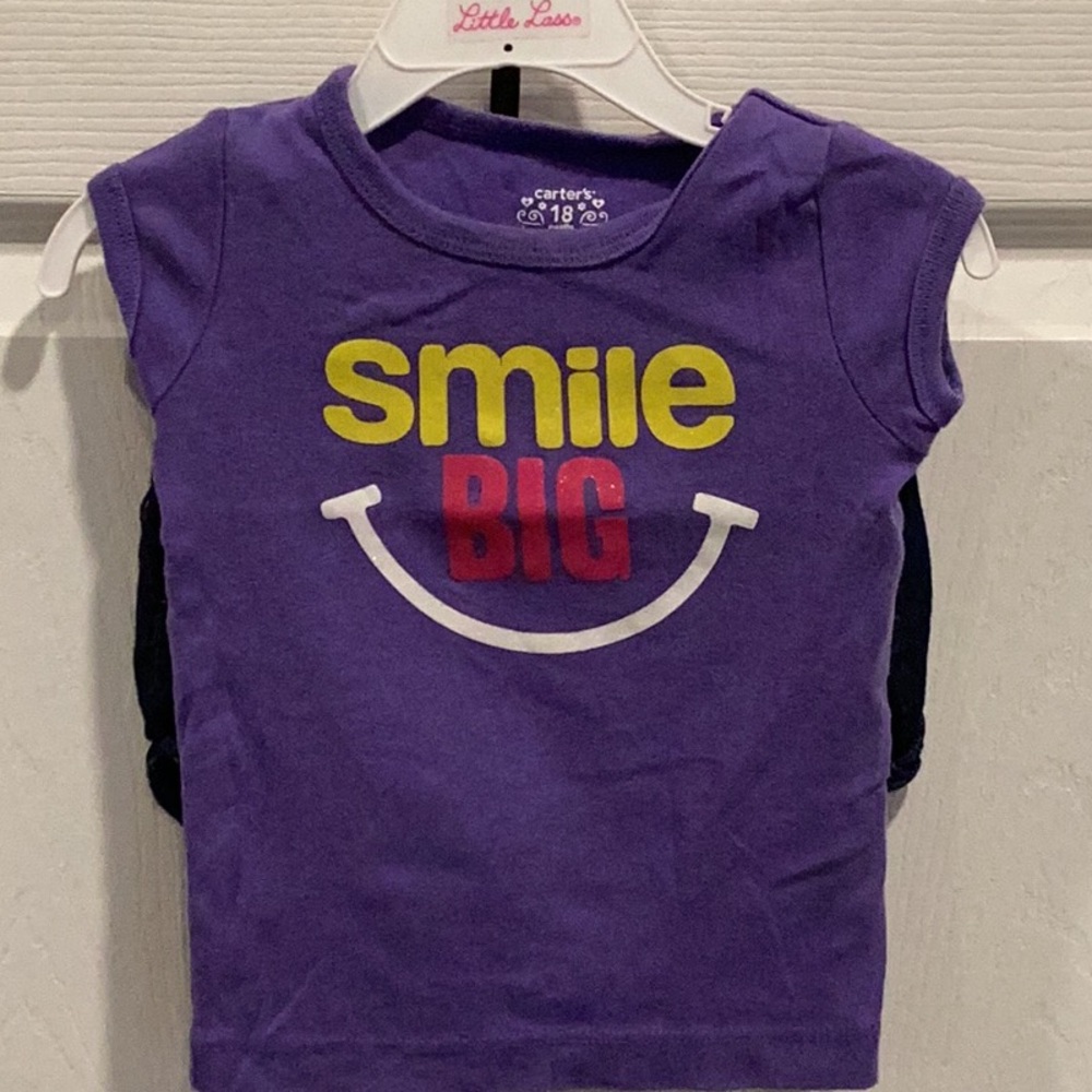 Carter's Purple 'Smile Big' Kids Shirt and shorts